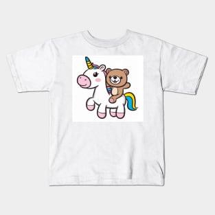 Unicorn and Teddy Bear Best Friends Kids T-Shirt